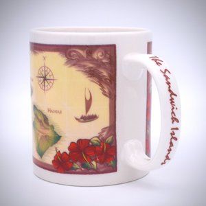 Hawaii The Sandwich Islands Coffee Mug Hula Tiki Palm Trees 12 Oz Island Chain